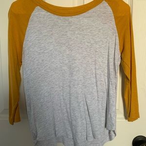 H&M Dark Mustard and White Baseball Tee